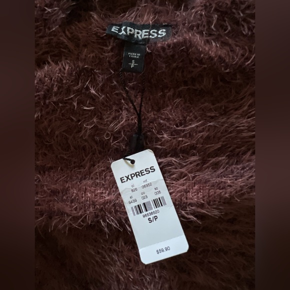 NWT • Express Cropped Fuzzy Brown Turtleneck Sweater - Picture 10 of 10